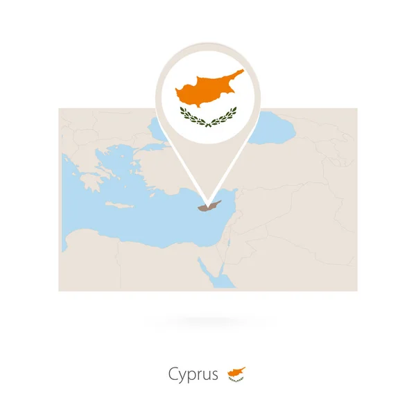 Peta Persegi Panjang Siprus Dengan Ikon Pin Siprus - Stok Vektor