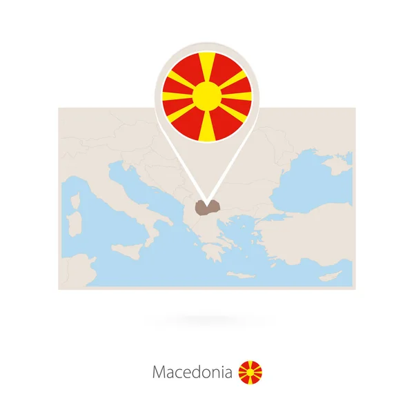 Mapa Retangular Macedônia Com Ícone Pino Macedônia — Vetor de Stock