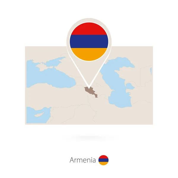 Obdélníkový Mapu Arménie Pin Ikonu Arménie — Stockový vektor