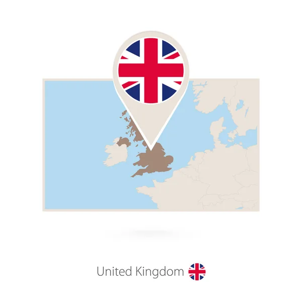 Prostokątne Mapa Wielka Brytania Pin Ikona — Wektor stockowy