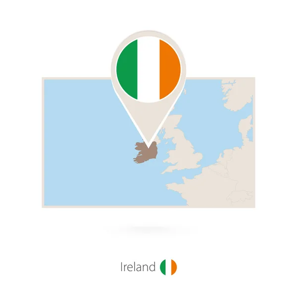 Mapa Retangular Irlanda Com Ícone Pino Irlanda — Vetor de Stock