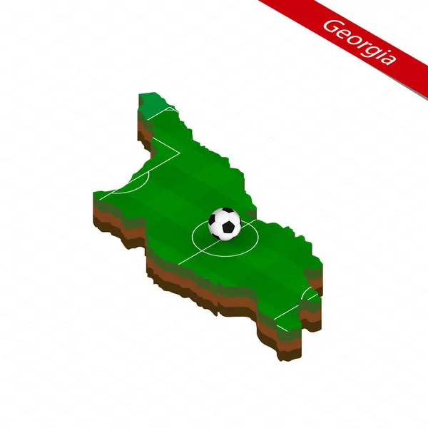 Ισομετρική Χάρτης Της Γεωργίας Γήπεδο Ποδοσφαίρου Μπάλα Ποδοσφαίρου Στο Κέντρο — Διανυσματικό Αρχείο