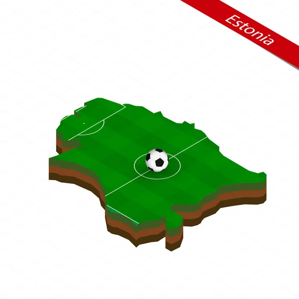 Carte Isométrique Estonie Avec Terrain Football Balle Football Centre Terrain — Image vectorielle