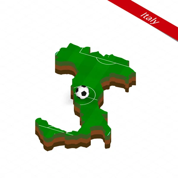 Izometrická Mapa Itálie Fotbalové Hřiště Fotbalový Míč Centru Fotbalové Hřiště — Stockový vektor