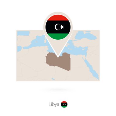 Dikdörtgen Libya Haritası Libya PIN simgesiyle