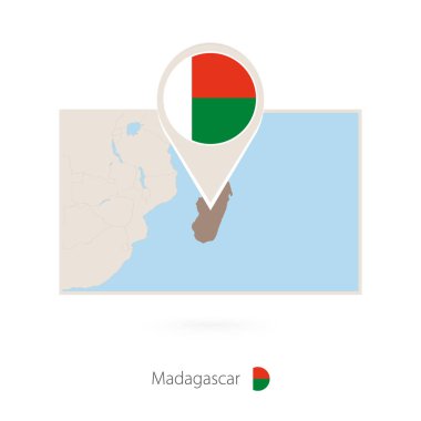 Dikdörtgen Madagaskar haritası Madagaskar PIN simgesiyle