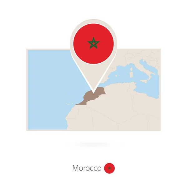 Mapa Retangular Marrocos Com Ícone Pino Marrocos — Vetor de Stock