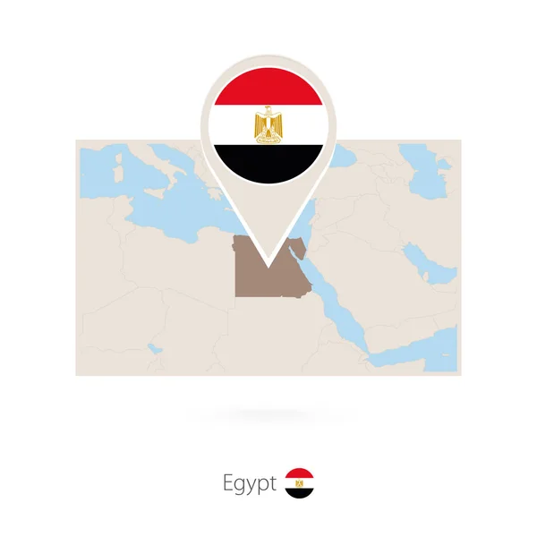 Mapa Rectangular Egipto Con Pin Icono Egipto — Vector de stock