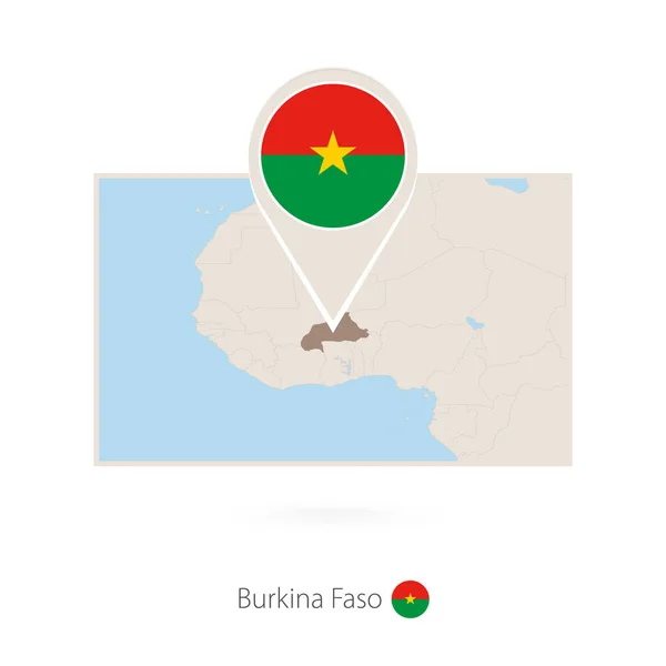 Rektangulär Karta Över Burkina Faso Med Pin Ikonen Burkina Faso — Stock vektor