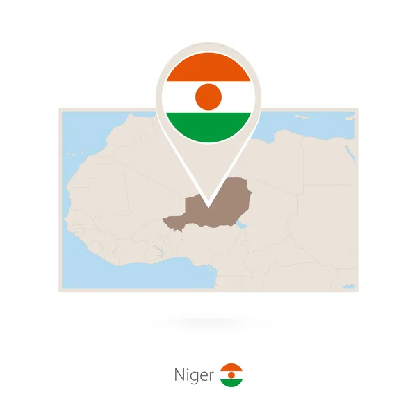 ニジェールのピン アイコンとニジェールの長方形の地図 — ストックベクタ