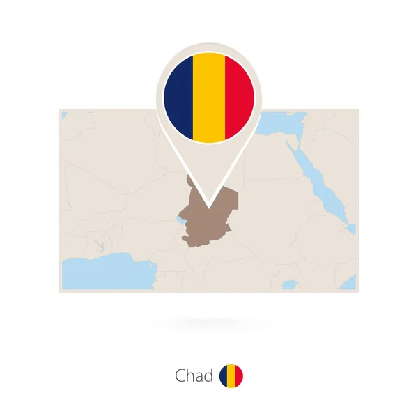 Obdélníkový Mapě Čadu Pin Ikonu Čadu — Stockový vektor