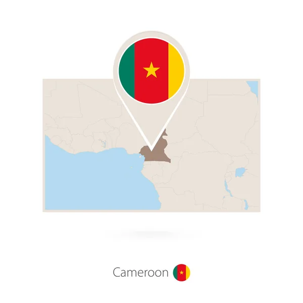 Mappa Rettangolare Del Camerun Con Icona Pin Del Camerun — Vettoriale Stock