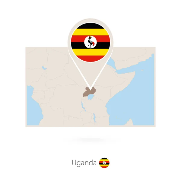 Mapa Retangular Uganda Com Ícone Pino Uganda — Vetor de Stock