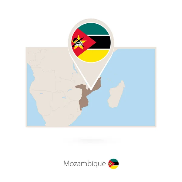 Mapa Retangular Moçambique Com Ícone Pino Moçambique —  Vetores de Stock