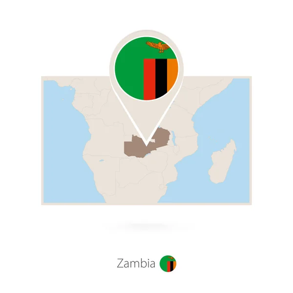 Mapa Retangular Zâmbia Com Ícone Pino Zâmbia —  Vetores de Stock
