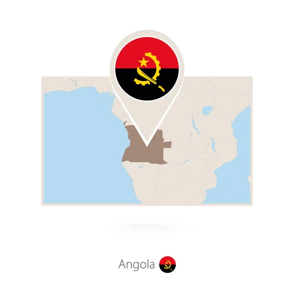 Mapa Rectangular Angola Con Icono Pin Angola — Vector de stock