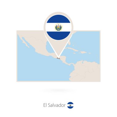 El Salvador dikdörtgen Haritası El Salvador PIN simgesiyle
