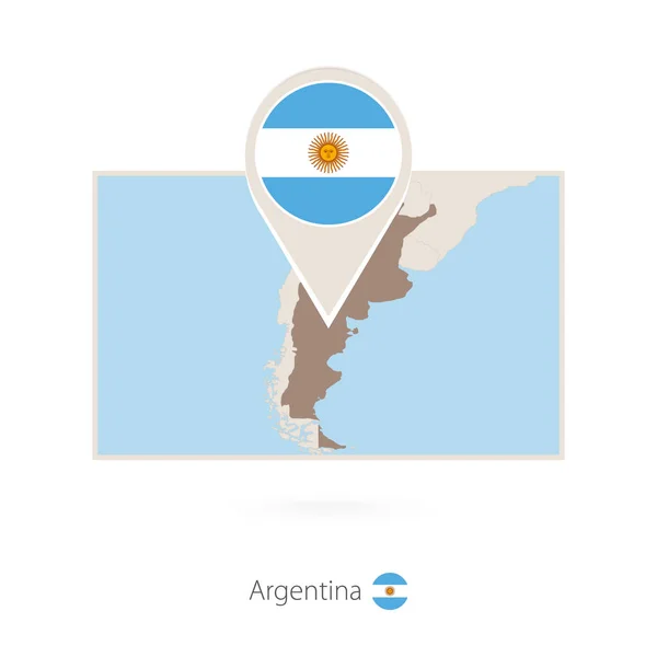 Mapa Rectangular Argentina Con Icono Pin Argentina — Vector de stock