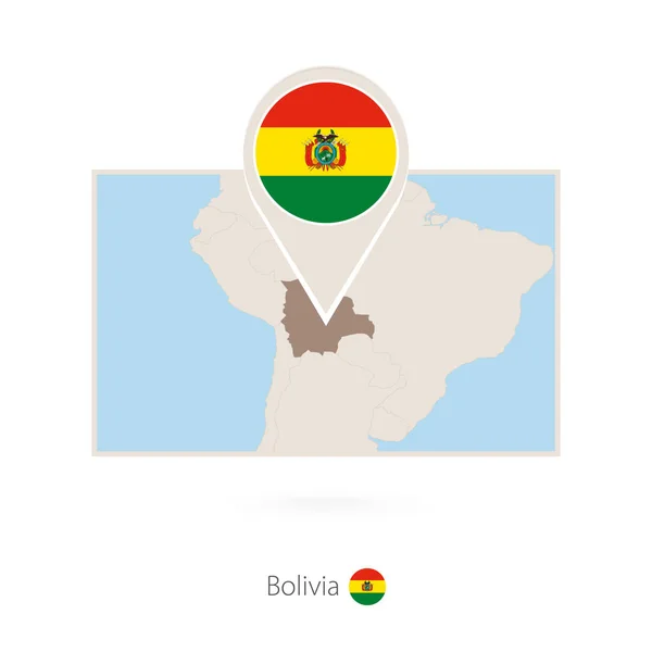 Mapa Rectangular Bolivia Con Pin Icono Bolivia — Vector de stock