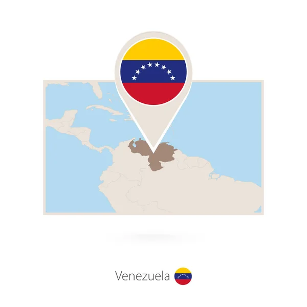 Rechthoekige Kaart Van Venezuela Met Pin Pictogram Van Venezuela — Stockvector