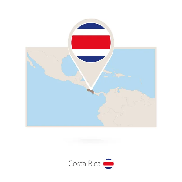 Ορθογώνια Χάρτη Της Κόστα Ρίκα Εικονίδιο Καρφιτσώματος Της Κόστα Ρίκα — Διανυσματικό Αρχείο