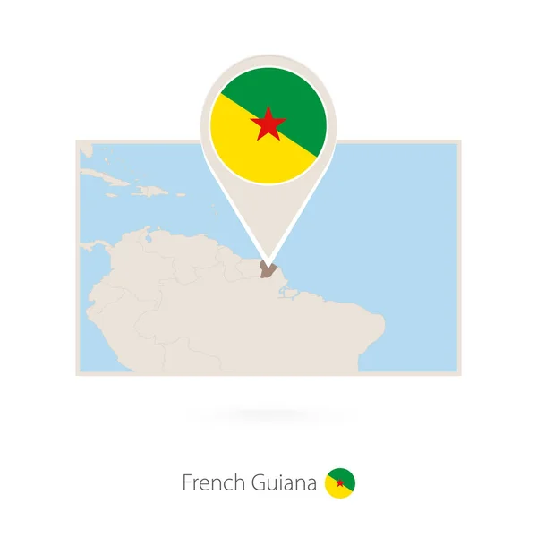 フランス領ギアナのピン アイコンとフランス領ギアナの長方形の地図 — ストックベクタ