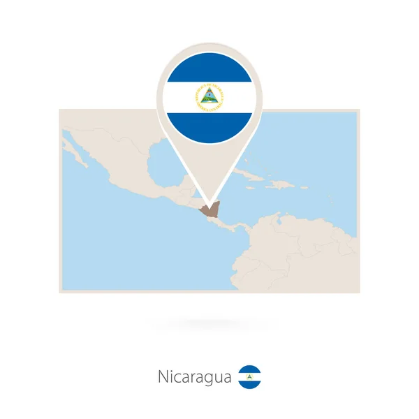 Rectangular Map Nicaragua Pin Icon Nicaragua — Stock Vector