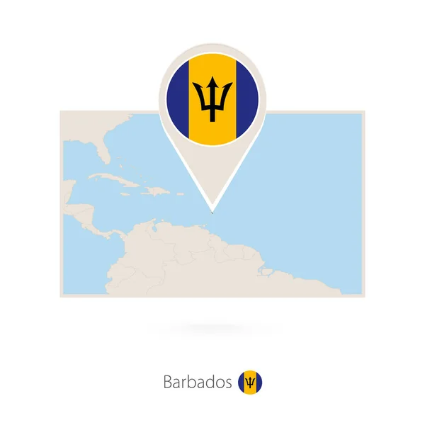 Mapa Rectangular Barbados Con Icono Pin Barbados — Vector de stock