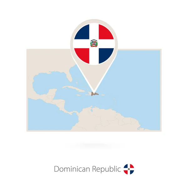 Rechthoekige Kaart Van Dominicaanse Republiek Met Pin Pictogram Van Dominicaanse — Stockvector