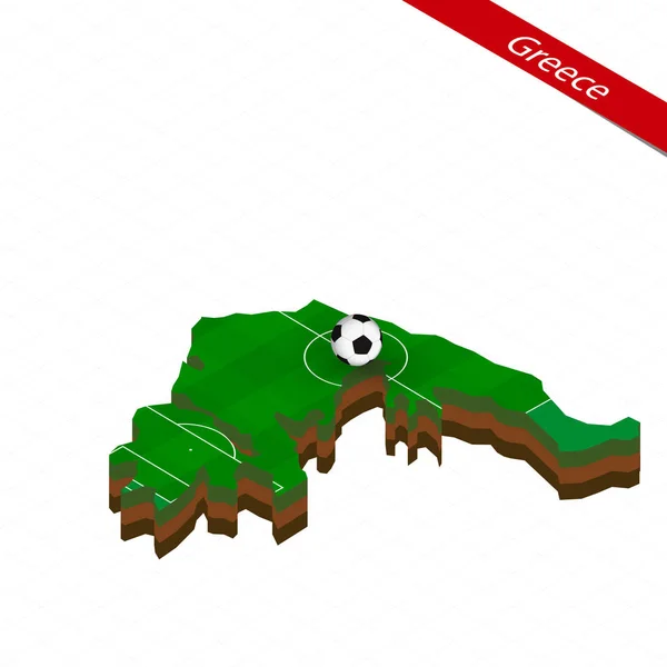 Isometric Map Greece Soccer Field Football Ball Center Football Pitch — Stock Vector