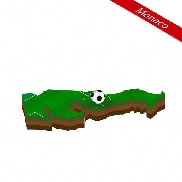 Carte Isométrique Monaco Avec Terrain Football Balle Football Centre Terrain — Image vectorielle