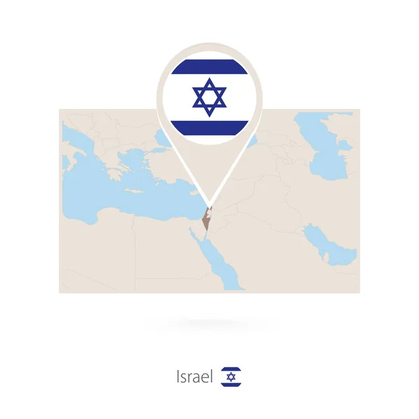 Mapa Retangular Israel Com Ícone Pino Israel — Vetor de Stock