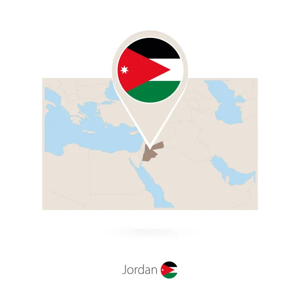 Rechteckige Karte Von Jordanien Mit Nadel Symbol Von Jordanien — Stockvektor