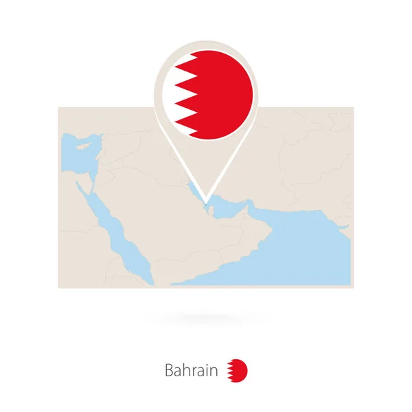 Mappa Rettangolare Del Bahrein Con Icona Forma Spillo Del Bahrein — Vettoriale Stock