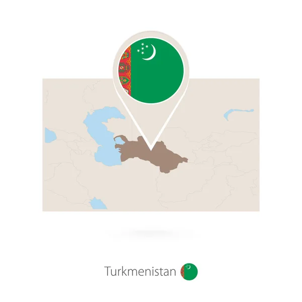 Mappa Rettangolare Del Turkmenistan Con Icona Spillo Del Turkmenistan — Vettoriale Stock