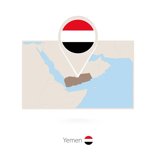 Rechteckige Karte Des Jemen Mit Pin Symbol Des Jemen — Stockvektor
