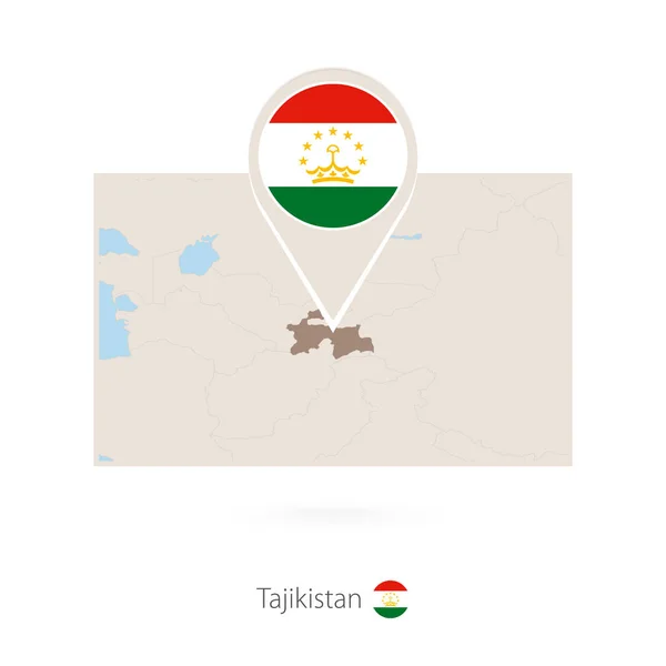 タジキスタンのピン アイコンとタジキスタンの長方形の地図 — ストックベクタ
