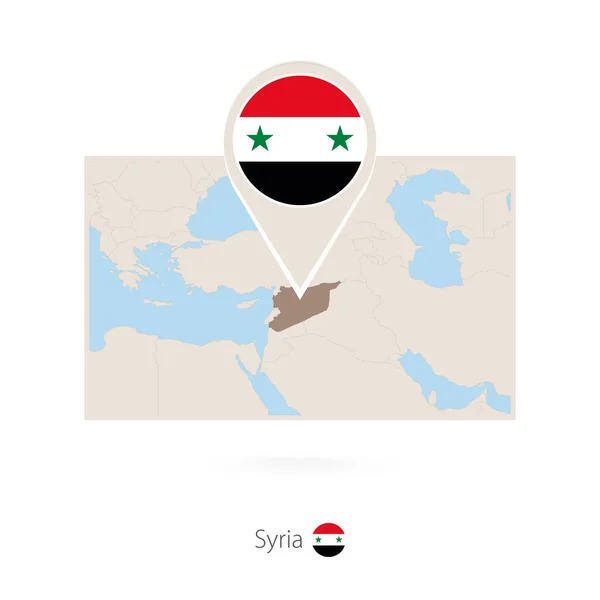 Carte Rectangulaire Syrie Avec Icône Broche Syrie — Image vectorielle