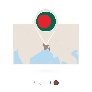 Bangladeş Bangladeş PIN simgesiyle dikdörtgen Haritası