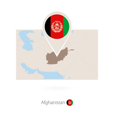 Afganistan Afganistan'ın PIN simgesiyle dikdörtgen Haritası
