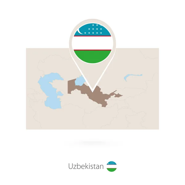 Carte Rectangulaire Ouzbékistan Avec Icône Broche Ouzbékistan — Image vectorielle