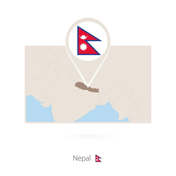 Carte Rectangulaire Népal Avec Icône Broche Népal — Image vectorielle