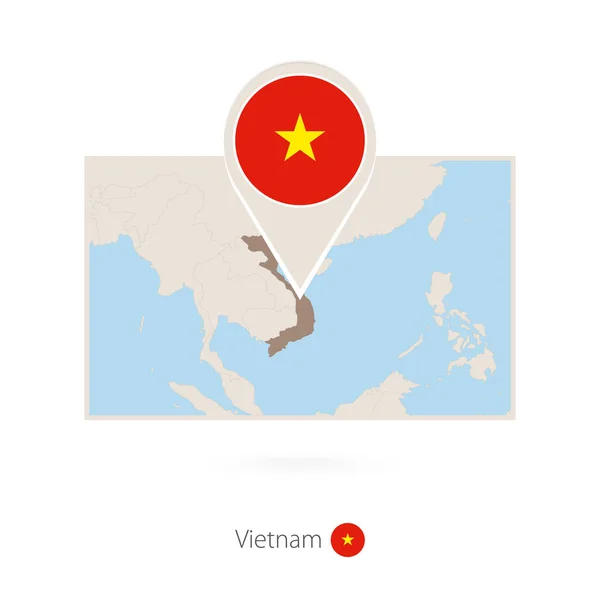 Rektangulär Karta Över Vietnam Med Pin Ikonen Vietnam — Stock vektor
