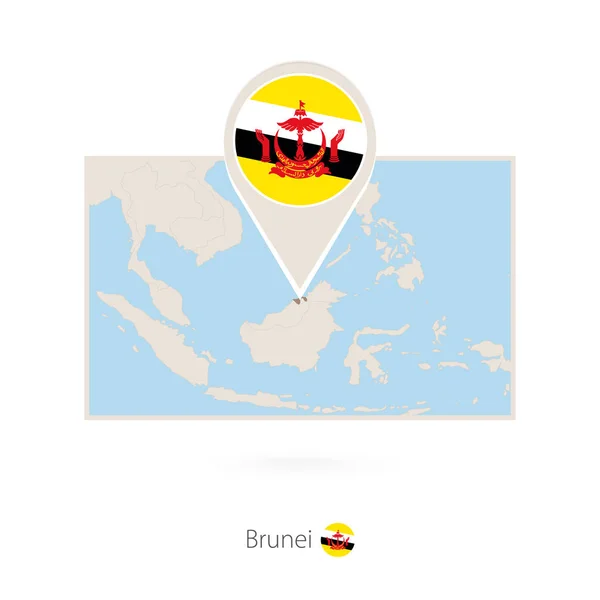 Mapa Retangular Brunei Com Ícone Pino Brunei — Vetor de Stock