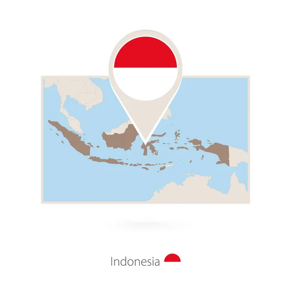 Rechthoekige Kaart Van Indonesië Met Pin Pictogram Van Indonesië — Stockvector