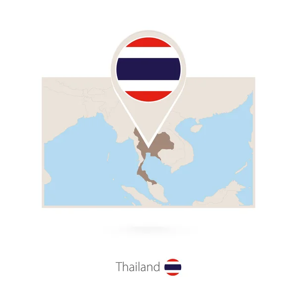 Carte Rectangulaire Thaïlande Avec Icône Broche Thaïlande — Image vectorielle