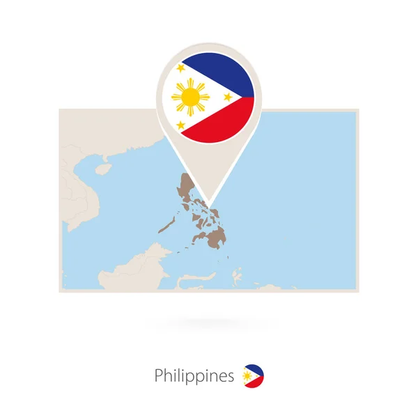 Mapa Rectangular Filipinas Con Icono Pin Filipinas — Archivo Imágenes Vectoriales