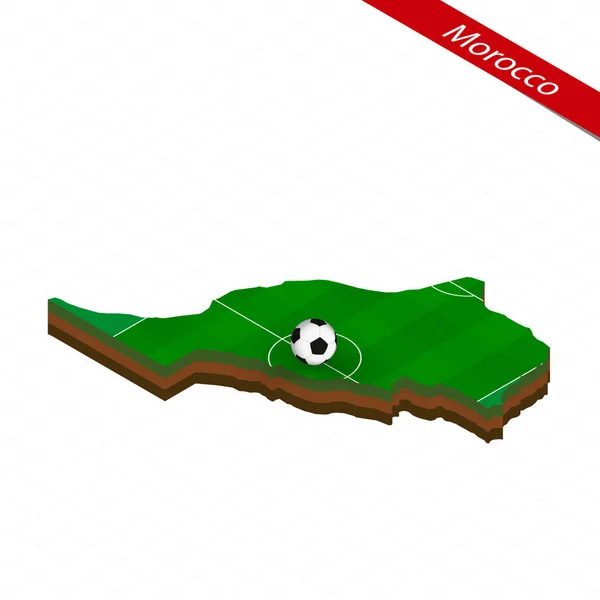 Carte Isométrique Maroc Avec Terrain Football Balle Football Centre Terrain — Image vectorielle