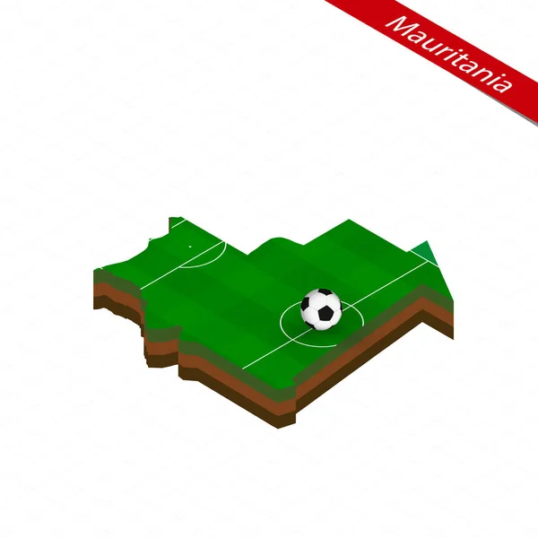Carte Isométrique Mauritanie Avec Terrain Football Balle Football Centre Terrain — Image vectorielle