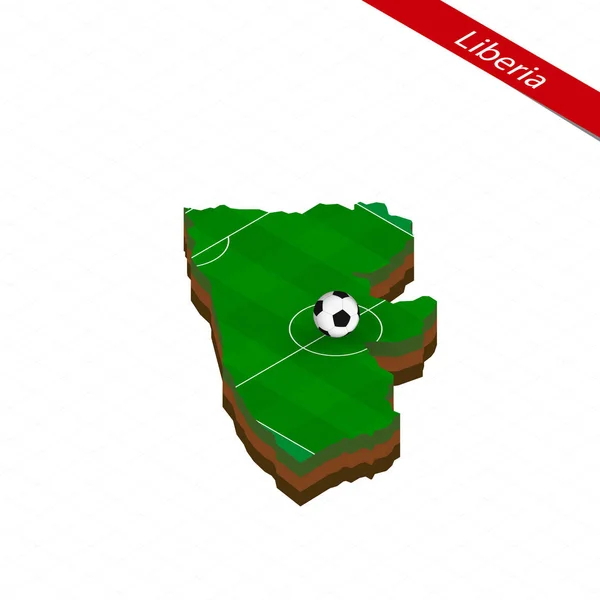 Mapa Isométrico Liberia Con Campo Fútbol Pelota Fútbol Centro Del — Vector de stock